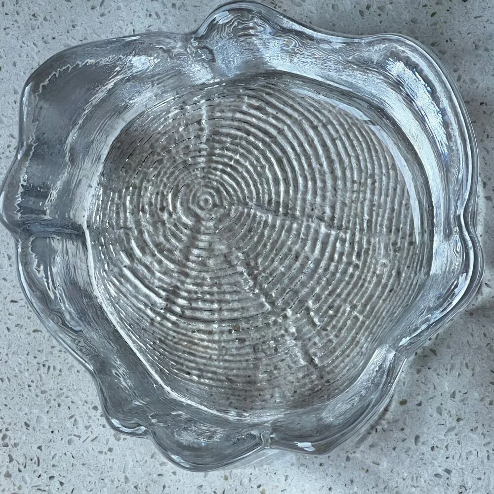 Skruf Crystal Bengt Edenfalk Tree Trunk Trinket Dish MCM Woodstock Coll. Sweden